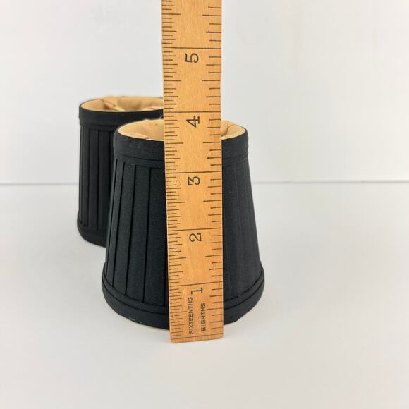 Set of Pleated Lined Chandelier Clip On Mini Shades Black & Gold - Picture 4 of 5